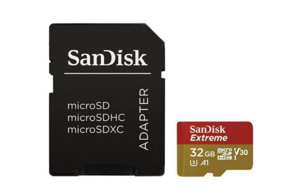 SanDisk Extreme microSDHC Card 32GB UHS-I U3 A1 Class 10 100MB/s + SD Adapter