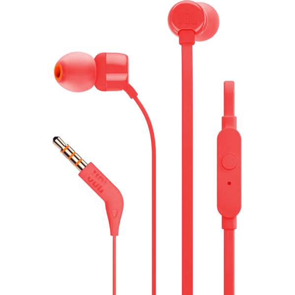 JBL in Ear Headphones with microphone JBLT110RED, Red